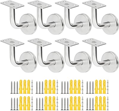 MTTProducts - Handrail Beugels - Stevige Wandbevestiging - Handrail Steun - Set van 8 - Geschikt voor Trapleuningen - 60x60 mm