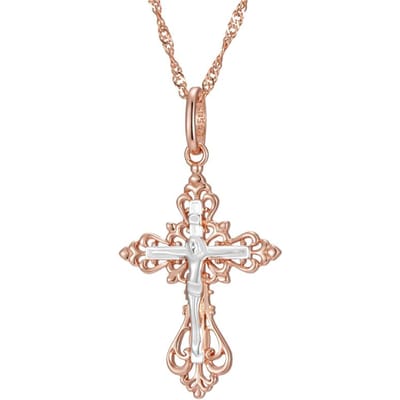 Nouveau Collier Pendentif Croix d'Église Orthodoxe Pour Femmes Hommes Couleur Or Rose Mélange de Charms Bijoux Ethniques Fins Quotidien white