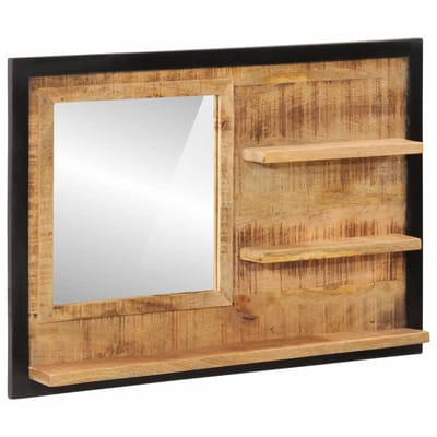 vidaXL - Spiegel - met - schappen - 80x8x55 - cm - glas - en - massief - mangohout