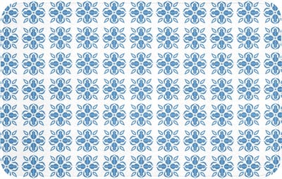 WC mat 80x50 cm - Antislip - Blauw - Wit - Tegel - Patroon - Toiletmat - Vloermat - Douchemat - Toilet tapijt - Toiletmatten
