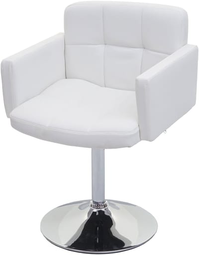 Eetkamerstoel Orlando, keukenstoel draaistoel, kunstleer chroom ~ wit