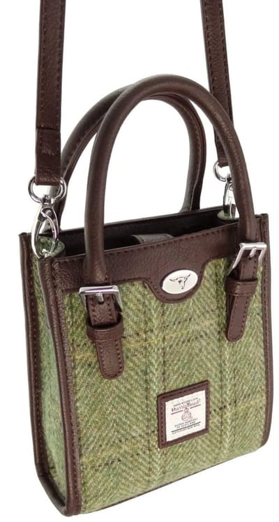 Mini Handtas Keltie Groen Visgraat - Schouderband - Harris Tweed - Glen Appin of Scotland