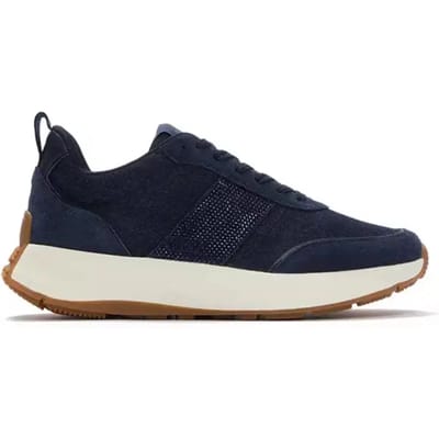 FitFlop F-Mode Flow Crystal Denim/Suede Sneakers Dames Sneakers - Donker Denim