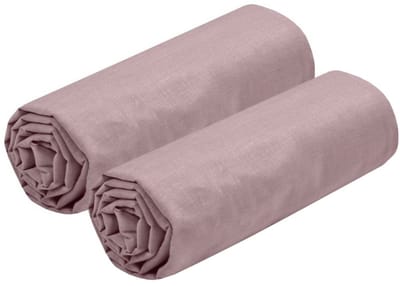 Stof Textiles Hoeslaken Eden - 2x - 2-persoons - 160 x 200 cm - oudroze - hotelkwaliteit - ademend katoen - 30 cm matrasdikte
