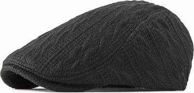 Flatcap zwart gebreid - Verstelbaar - Platte pet