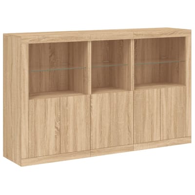 vidaXL - Dressoir - met - LED-verlichting - 162x37x100 - cm - sonoma - eikenkleurig