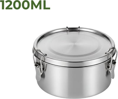 My Green Deal – RVS Ronde Lunchbox 1200ml – Duurzame Broodtrommel & Snackbox – Fruitbakje Volwassenen & Kinderen – Meal Prep Bakje – Lekvrij & Herbruikbaar