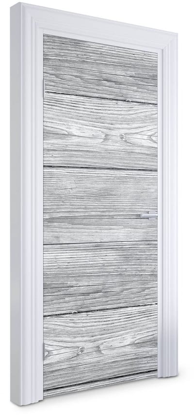 Wallfluent Deursticker - Houten vloer Deurbehang - 85 x 205 cm - Grijs Deurposter - Moderne Deur Sticker - Imitatietextuur Deur Sticker - Deursticker voor de Woonkamer - Deurbehang Sticker