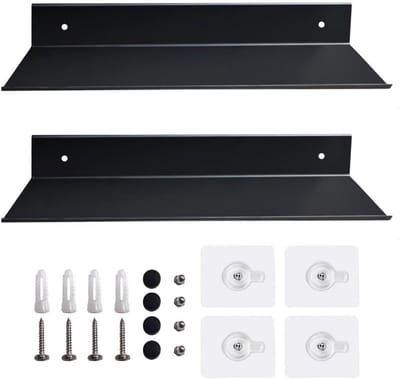 Wandrek set - Zwevende plank - Ruimte besparen - Zonder boren montage - 50cm lengte - Zwart