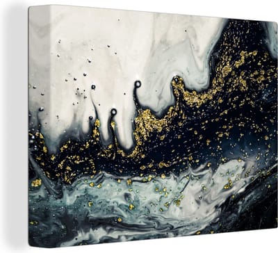 Canvas Schilderij Marmer - Abstract - Goud - Luxe - 40x30 cm - Wanddecoratie