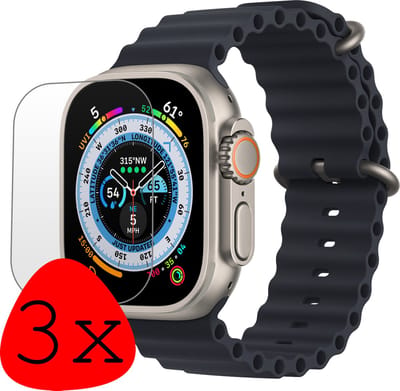 Screenprotector Geschikt voor Apple Watch Ultra 2 Screenprotector Tempered Glass Beschermglas - Screenprotector Geschikt voor Apple Watch Ultra 2 (49 mm) Screen Protector - 3 Stuks