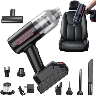 Draadloze Handstofzuiger - Auto Stofblazer - Auto Interieur Reinigen - Blaas en Zuigfunctie - 215 cm - Zwart
