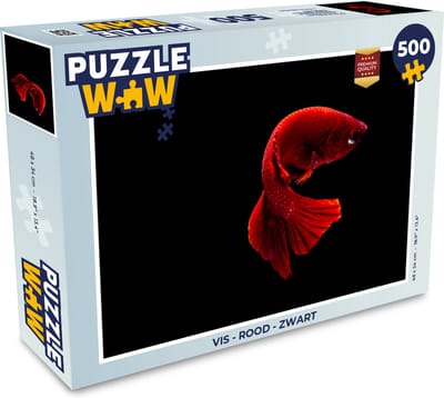 Puzzel Vis - Rood - Zwart - Legpuzzel - Puzzel 500 stukjes