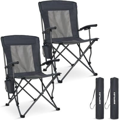 TRVLMORE Campingstoelen - Opvouwbaar - 2-Pack - 120KG Draagvermogen - Incl. Draagtas - Klapstoel - Visstoel - Kampeerstoel - Vouwstoel - Grijs