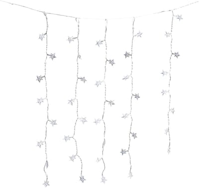 HI Kerstverlichting lichtgordijn - 2x - 40 led sterren lampjes - warm wit - 200 cm - lichtsnoer - gordijnverlichting