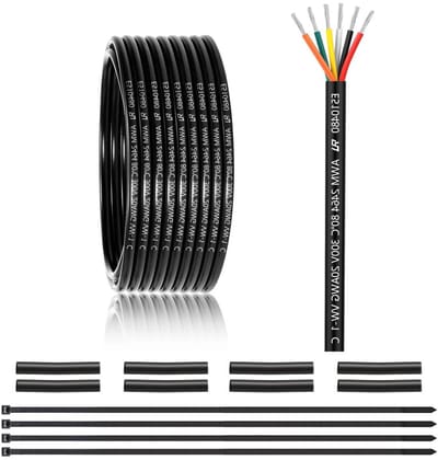Elektrische draad - Kern-draad Geleiderdraad - Verlichting aansluiten - Vertind koper - 25FT - Zwart