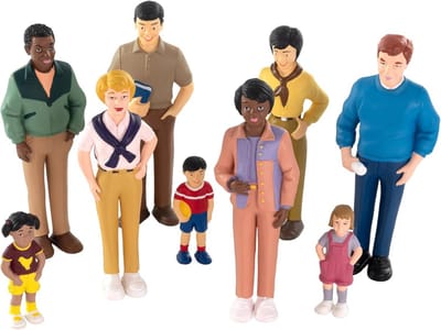 Wereldfamilies Poppen - Educatieve poppen - Diversiteit Leren - Handbeschilderd - 9 Figuren - Meerkleurig