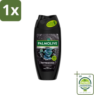 1 x Palmolive Men 3-in-1 Body Face Hair Refreshing Etherische Eucalyptusolie Zeezoutextract 250 ml - Douchegel Voor Mannen - Verfrissende Douchegel - Fris En Verzorgend - Citrus En Eucalyptus - Glycerine