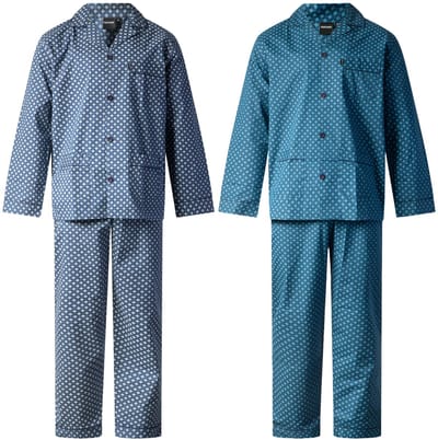 Gentlemen - 2 klassieke heren pyjama's 9453 met doorknoop - 100% katoen - donkerblauw - maat S