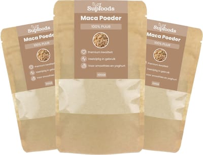 Maca Poeder 100% Puur - 500g - Premium 4 Soorten Maca Mix (Rood, Paars, Geel en Zwarte Maca) - Voor Smoothies, Yoghurt & Bakken