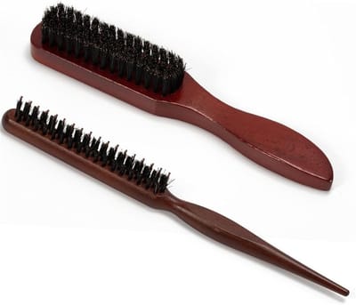 Dailygoods- Varkenshaarborstel Ergonomisch Houten Handvat - Antiklit - Baardborstel - Set van 2 - Voor Knotkapsels - Natuurlijke Elegantie - Haarborstel