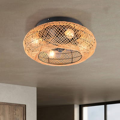 REALITY LILLESAND - Plafondventilator - Naturel - excl. 4x E27 4 W - Licht apart schakelbaar - Afstandsbediening - Plafondbevestiging - Niet geschikt voor externe dimmer - 3 snelheidsinstellingen - Timer - Zomer- en wintermodus