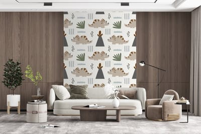Behang - Fotobehang Jongens - Kinderen - Patroon - Dinosaurus - Breedte 165 cm x hoogte 220 cm