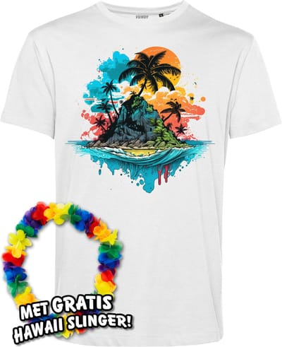 T-shirt Palmboom Eiland | Toppers in Concert 2024 | Club Tropicana | Hawaii Shirt | Ibiza Kleding | Wit | maat XS