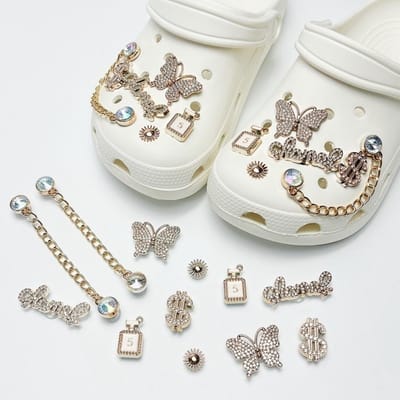 Schoenaccessoires-geschikt voor crocs charms- geschikt voor crocs pins- geschikt voor crocs Accessoires- geschikt voor Crocs Jibbitz-CJ-200 ketting boor vlinder set