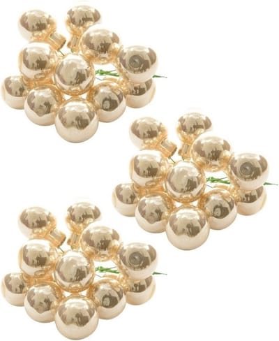 30x Mini glazen kerstballen kerststekers/instekertjes parel 2 cm - Parel kerststukjes kerstversieringen glas
