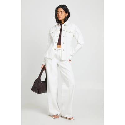 boohoo Dames Rechte Pijpen Jeans Met Naaddetail | Ecru | Maat: 40