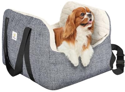 Autostoel voor kleine honden met veiligheidsgordel en verstelbare riem