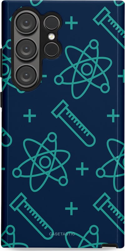 Casetastic hoesje geschikt voor Samsung Galaxy S23 Ultra - Dubbellaagse bescherming - Atomen Creaties - Fashion Case - Donkerblauw Turquoise