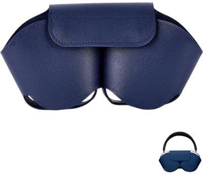 Opbergtasje voor oordopjes - Beschermhoesje voor oordopjes - Leren hoesje voor oordopjes - Stofbestendig - Accessoires voor oordopjes - Leer - Magnetische sluiting - Voor AirPods Max over-ear Bluetooth-koptelefoons - Blauw - 22*12*6 cm