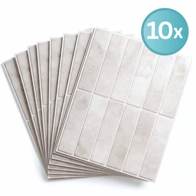 RENALUX Plaktegels Keuken Badkamer - Zelfklevende Tegels - Tegelstickers - Wandtegels Zelfklevend - 10 Stuks - Grijs