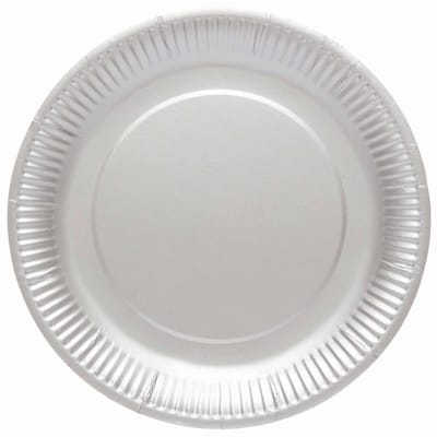 8 zilveren eco papieren borden 23cm