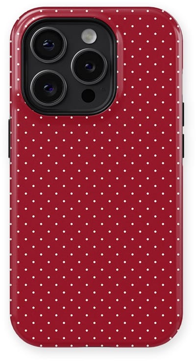 Micro Dots Tough Hoesje geschikt voor iPhone 14 Pro | Geschikt Voor Mag | Stippen Motief Backcover geschikt voor iPhone 14 Pro Red Velvet
