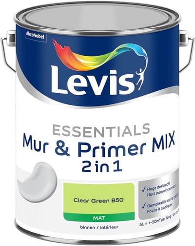 Levis - Essentials Mur & Primer Mix - Clear Green B50 - Mengverf - 5 L