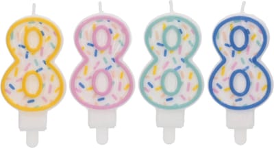 Folat - Kaars Sprinkles Cijfer 8 Assorti - 9 cm