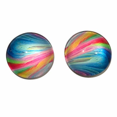Clip oorbellen- Vrolijke kleuren- 2 cm blauw- geen gaatje- Charme Bijoux