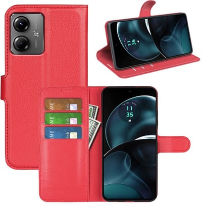 MobyDefend Hoesje - Geschikt voor Motorola Moto G14 - Kunstleren Wallet Book Case (Sluiting Voorkant) - Rood