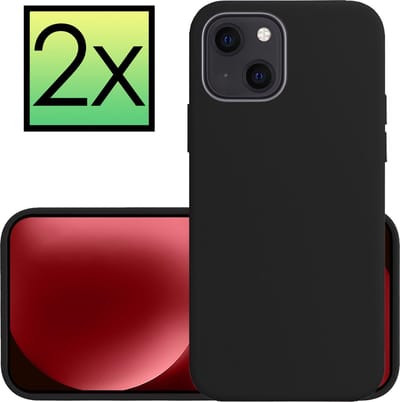 Hoesje - 2 Stuks - Geschikt voor Apple iPhone 15 - Sterk & Shockproof - Case Siliconen - Back Cover - Telefoon Hoes - Zwart