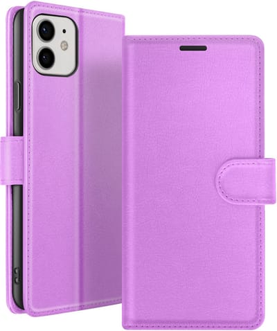 Zanae, Hoesje geschikt voor iPhone 12 / 12 Pro - Wallet Case & Magneetsluiting, Paars