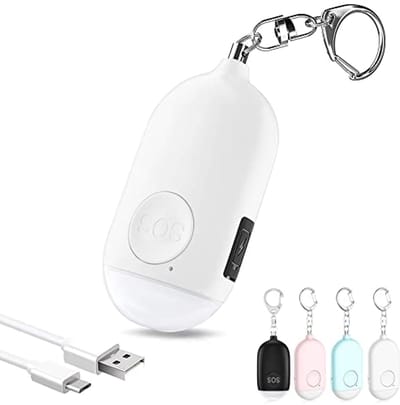 Persoonlijk alarm met LED zaklamp - Oplaadbaar 130dB veiligheidssleutelhanger voor vrouwen en kinderen