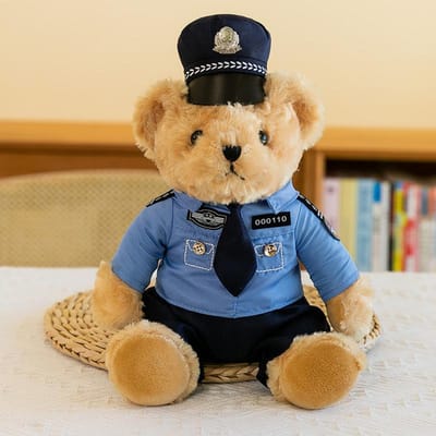 Poupée ours policier mignon officier pompier combinaison cycliste réfléchissante jouet en peluche cadeau poupée ours policier de la circulation 25cm