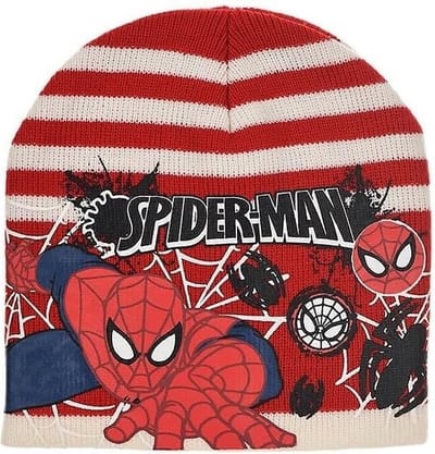 Rood-wit gestreepte muts van Spiderman maat 52 cm