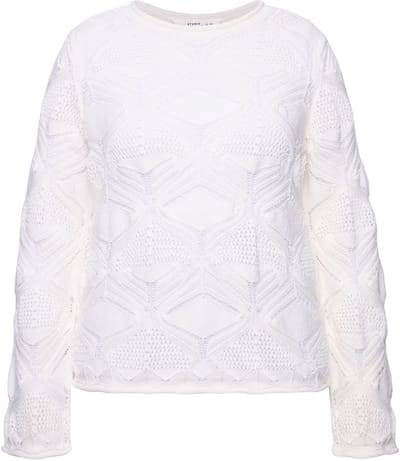 Studio Untold - Dames - Trui oversized ajourbreisel rolrandjes - Off-white - Maat 42+