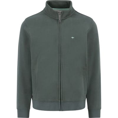 Fynch-Hatton Vest Uni Color Cotton Sweat Stand-Up Zip Collar Dark Ivy / male