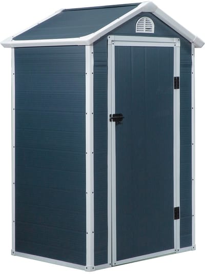 Merax Metalen Tuinhuis - Gereedschapsschuur met Ventilatieroosters en Raam - Met Pultdak - 134x104x204 cm - Grijs