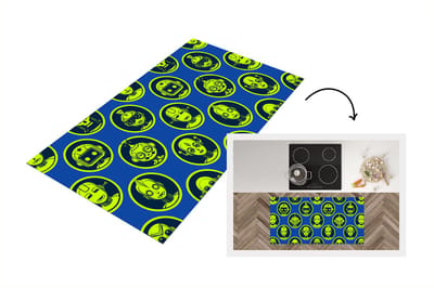Keukenloper - Loper keuken - Patronen - Robot - Geel - Blauw - 120x60 cm - Keukenloper vinyl